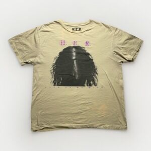 H.E.R. Face of My Mind Tour Shirt L Sand Beige Graphic Tee R&B Merch Rare